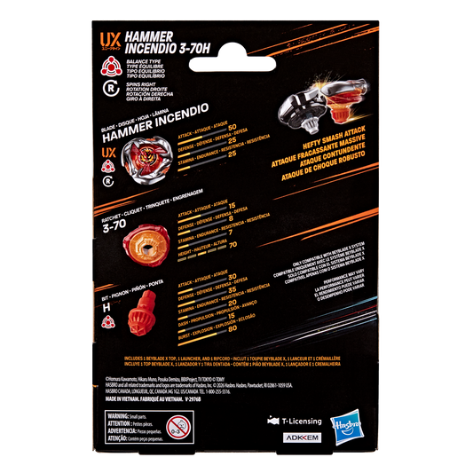 Beyblade X Hammer Incendio 3-70H UX Starter Pack Set