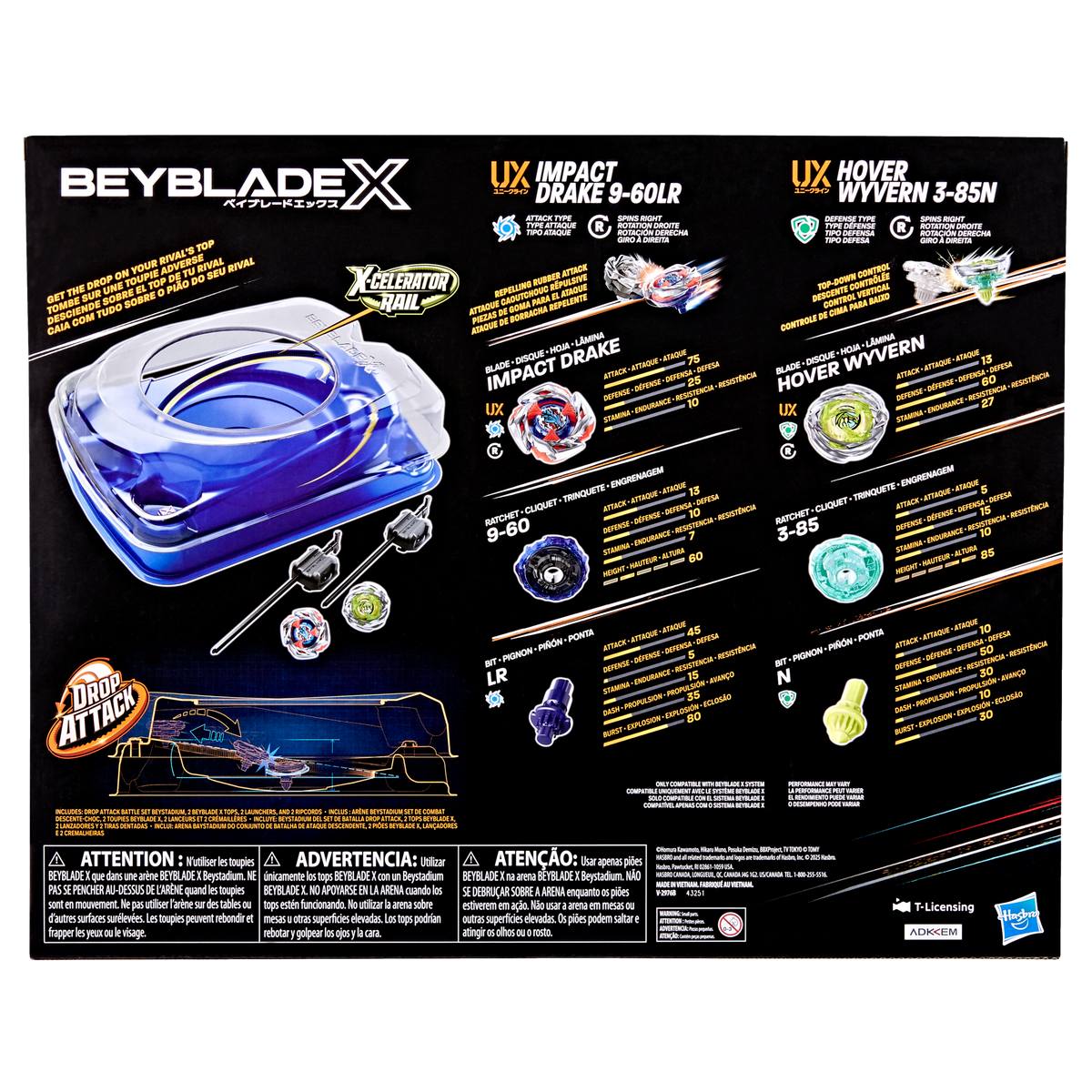 Beyblade X Drop Attack Battle Set with Beystadium, 2 Right-Spinning Top Toys, and 2 Launchers