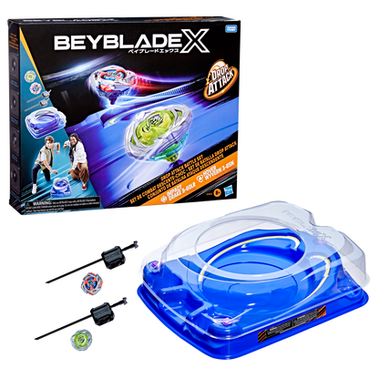 Beyblade X Drop Attack Battle Set with Beystadium, 2 Right-Spinning Top Toys, and 2 Launchers