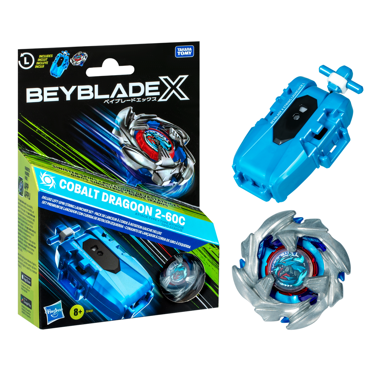 Beyblade X Cobalt Dragoon 2-60C Launcher Set