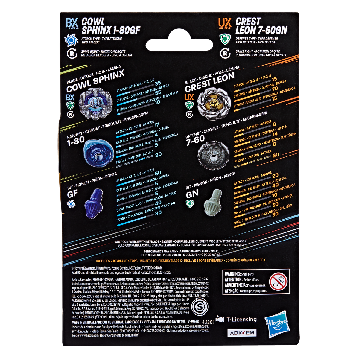 Beyblade X Cowl Sphinx 1-80GF & Crest Leon 7-60GN Dual Pack Set