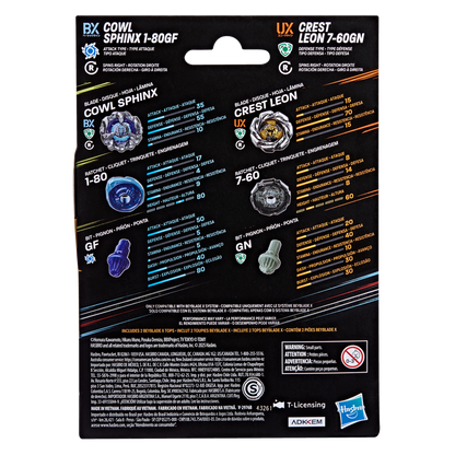 Beyblade X Cowl Sphinx 1-80GF & Crest Leon 7-60GN Dual Pack Set