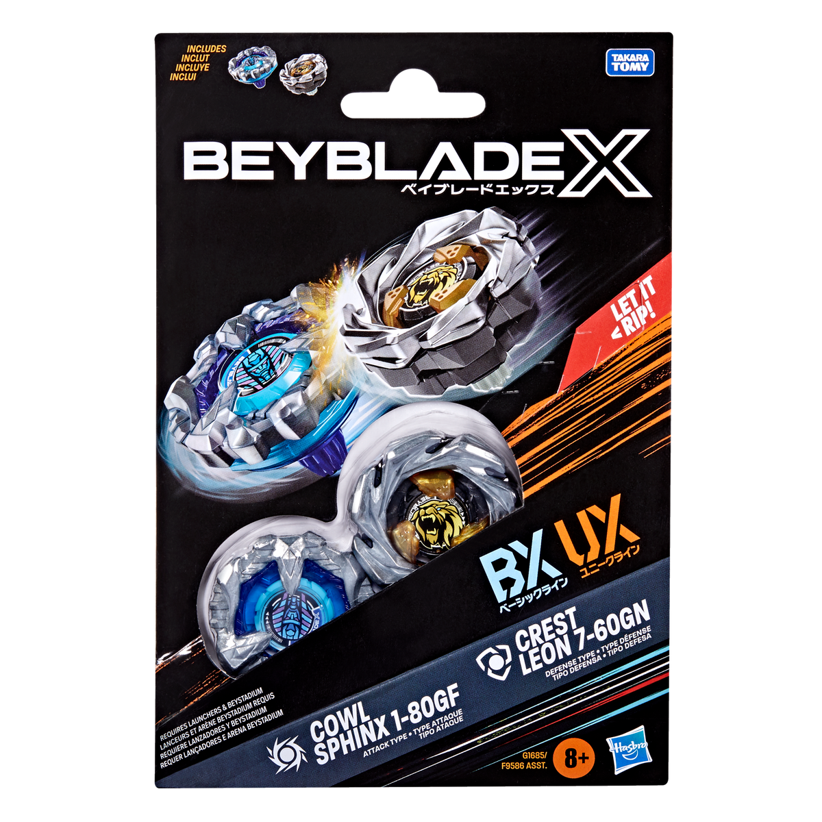 Beyblade X Cowl Sphinx 1-80GF & Crest Leon 7-60GN Dual Pack Set