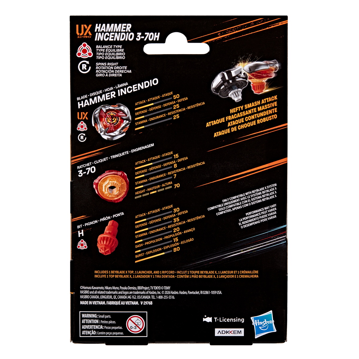 Beyblade X Hammer Incendio 3-70H UX Starter Pack Set