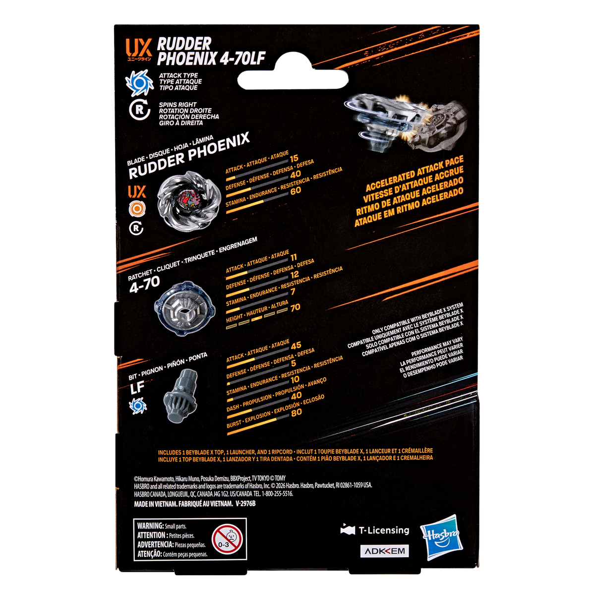 Beyblade X Rudder Phoenix 4-70LF UX Starter Pack Set